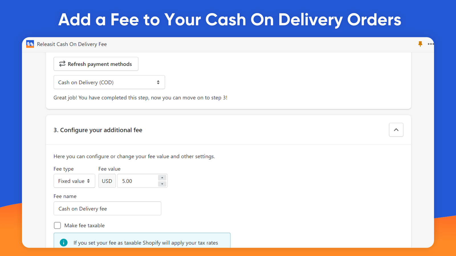 Cash On Delivery Fee Releasit Shopify App - Your guide to Shopify themes  and apps