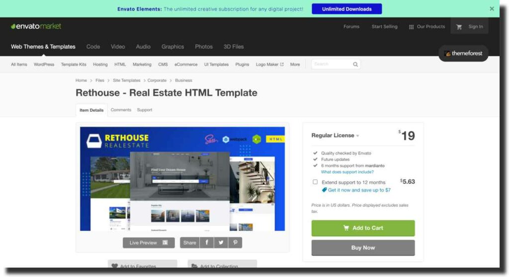 Acres Template on envato market Real Estate Website Design