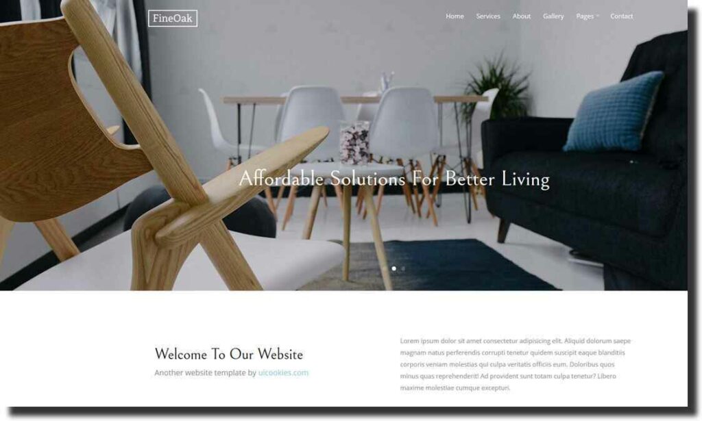 FineOak furniture website and interior design website template