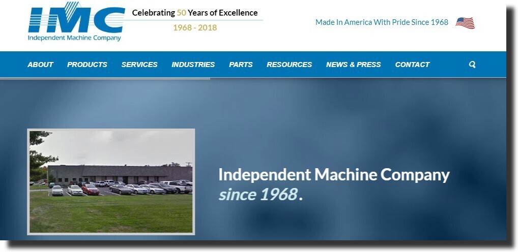 Independent Machine Company website. manufacturing website design