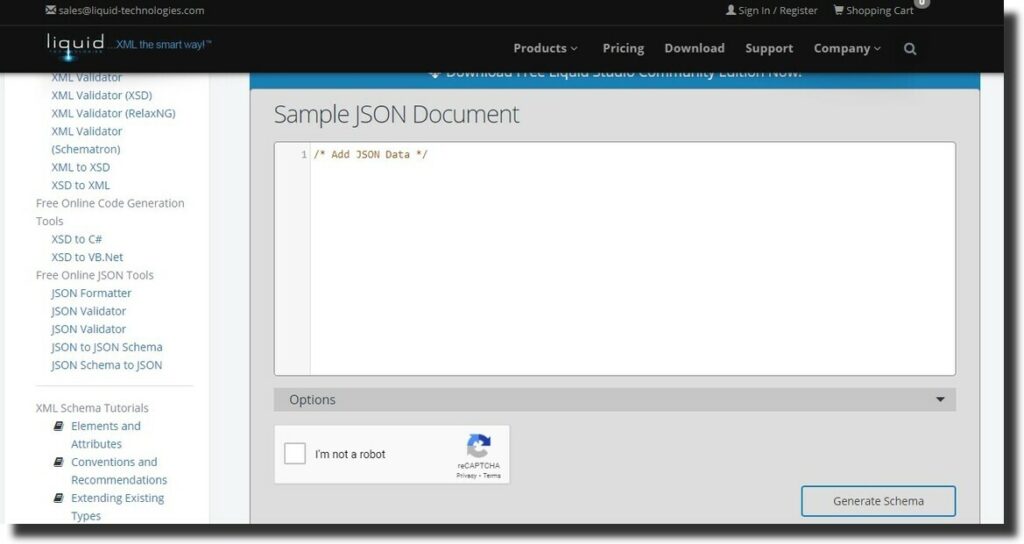 JSON to JSON Schema Converter from Liquid Technologies