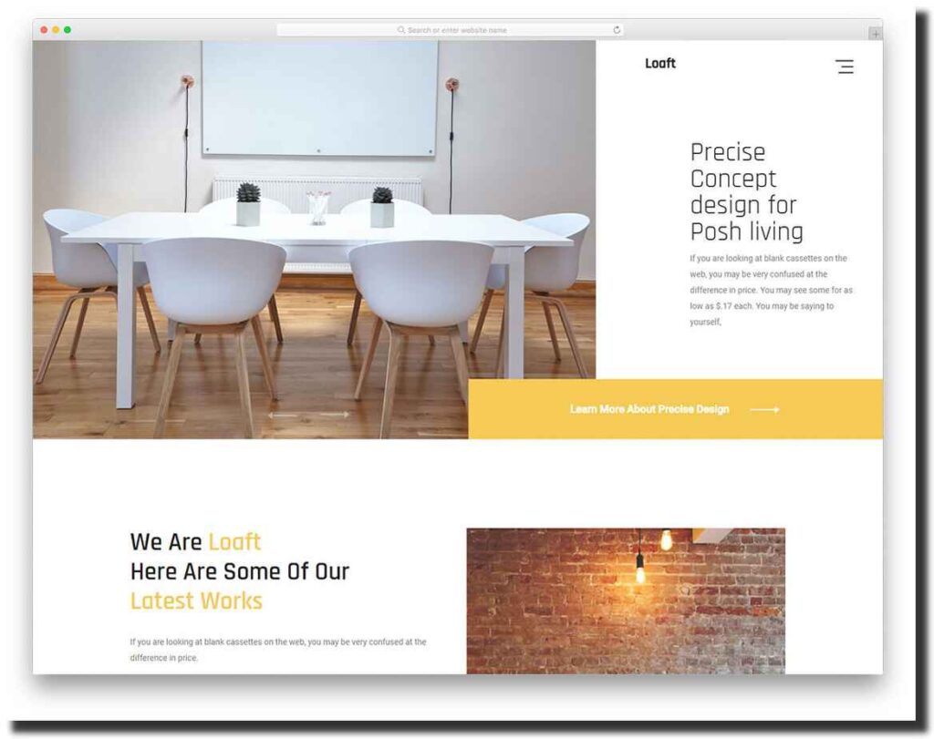 Loaft minimalistic website template