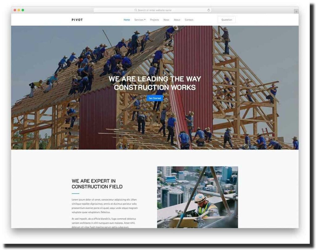 Pivot construction website design