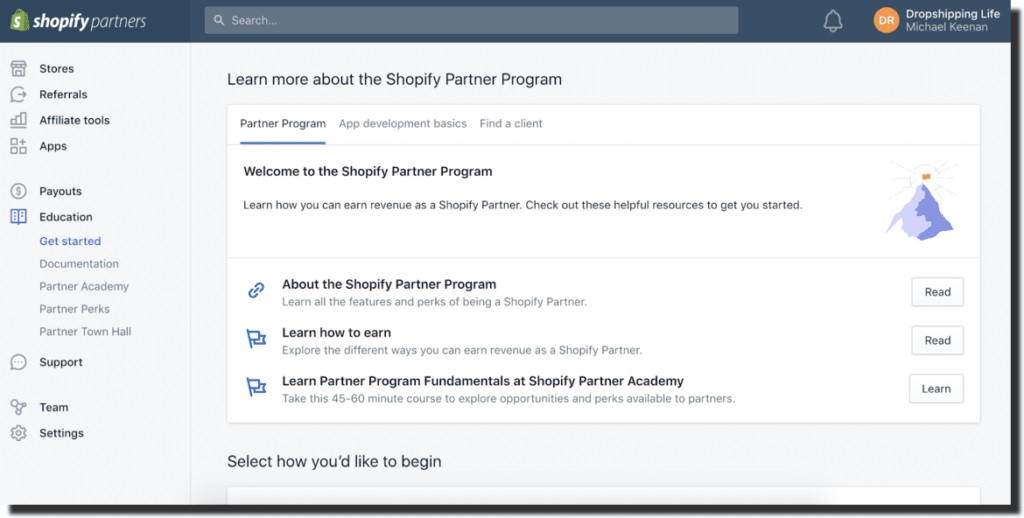 Shopify partner program