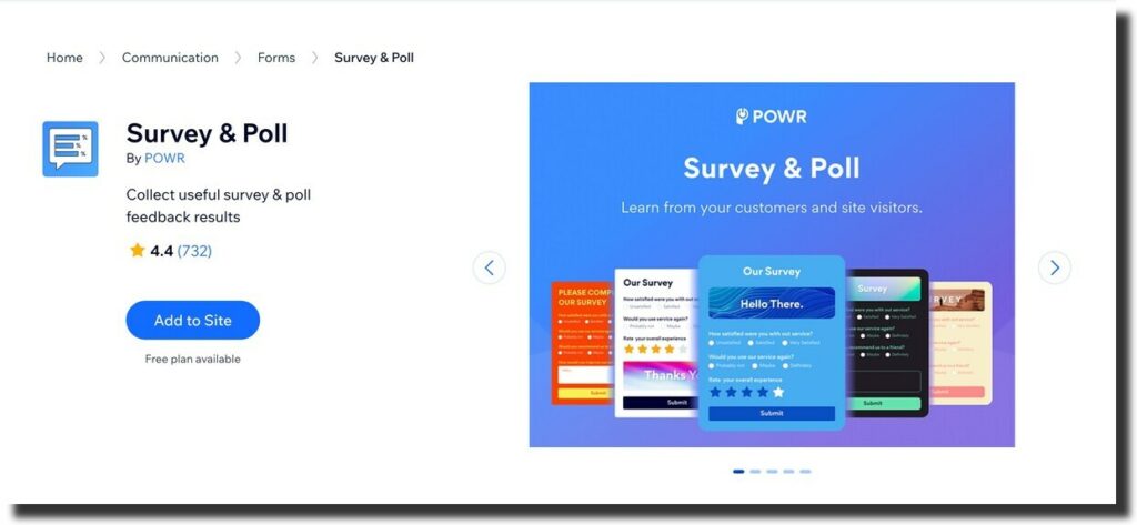 Survey & Poll - Wix plugins