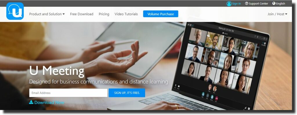 homepage-of-video-conference-tool-U-Meeting 