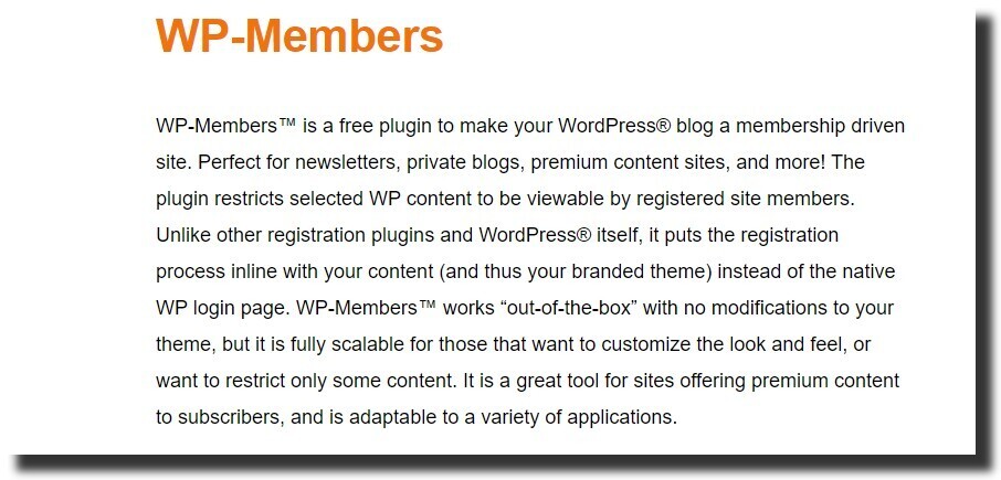 WP-Members Membership Plugin best free wordpress plugins