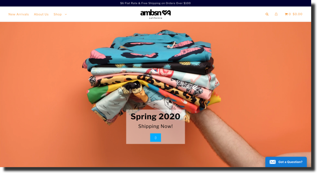 Ambsn website screenshot swimwear brand