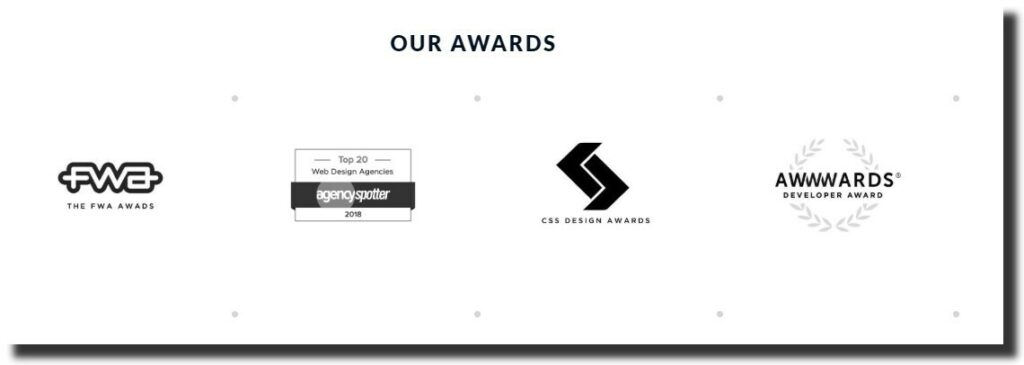 example of how you include awards in a website Plumbing Website Design