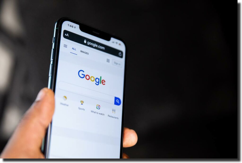 google on mobile screen