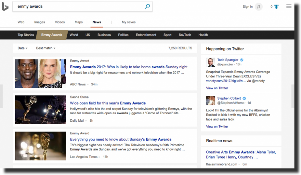bing search screenshot emmy awards