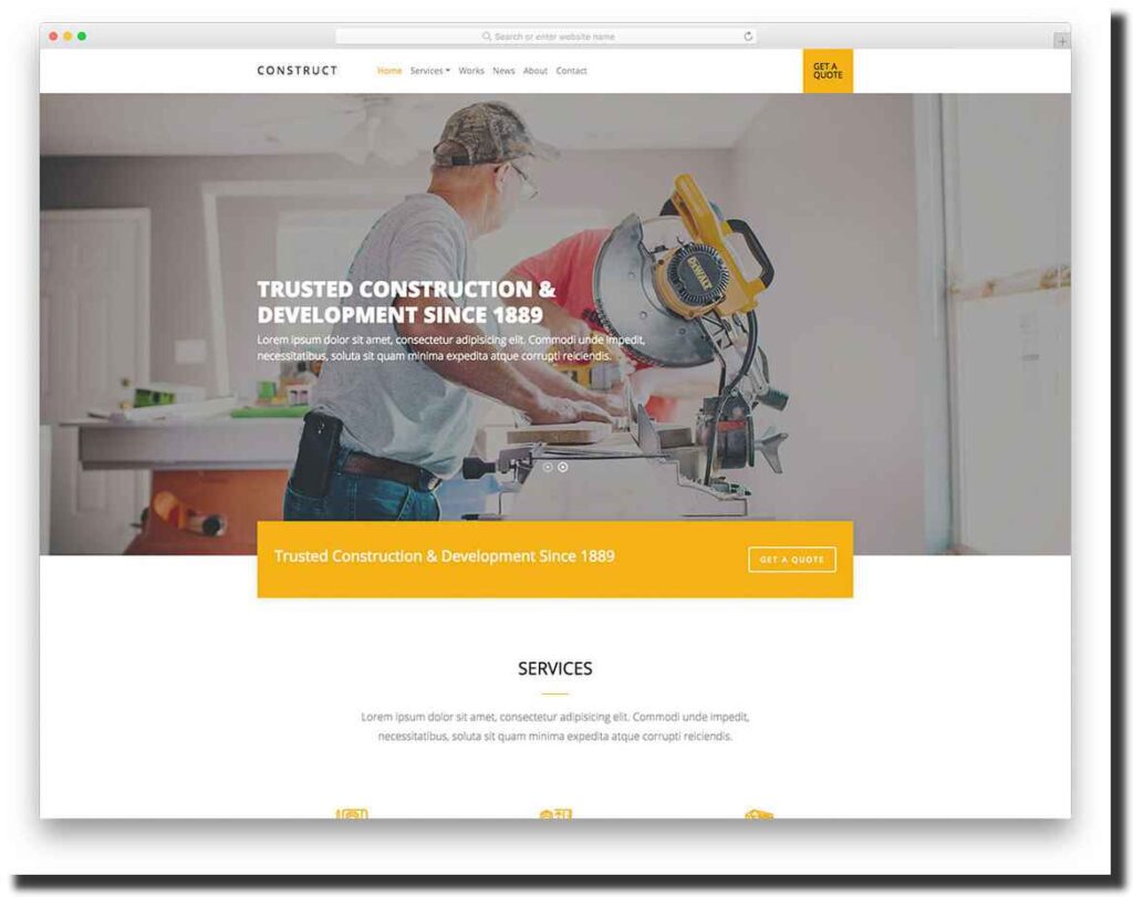 construction company website design