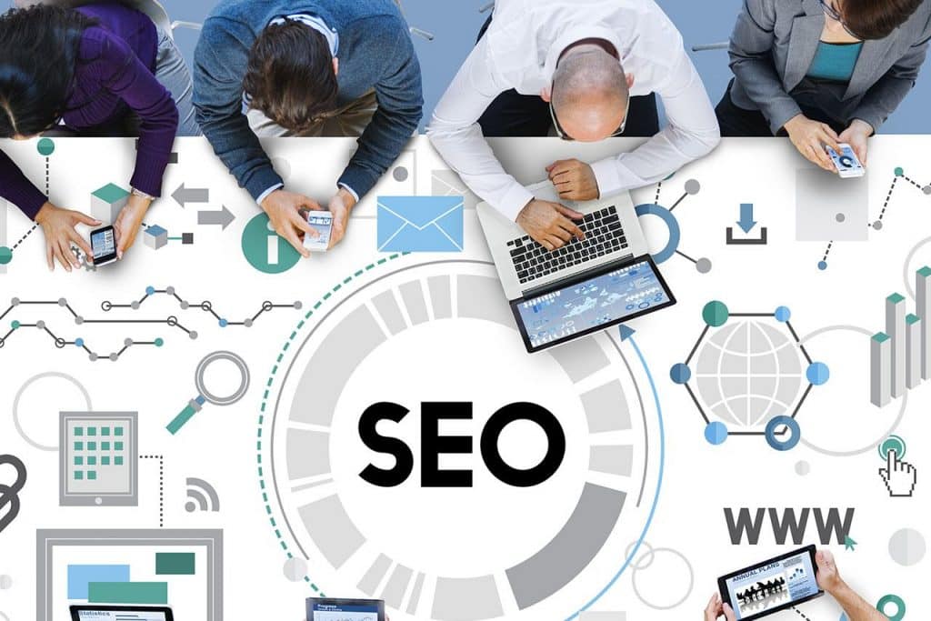 SEO optimization strategy - marketing managers working