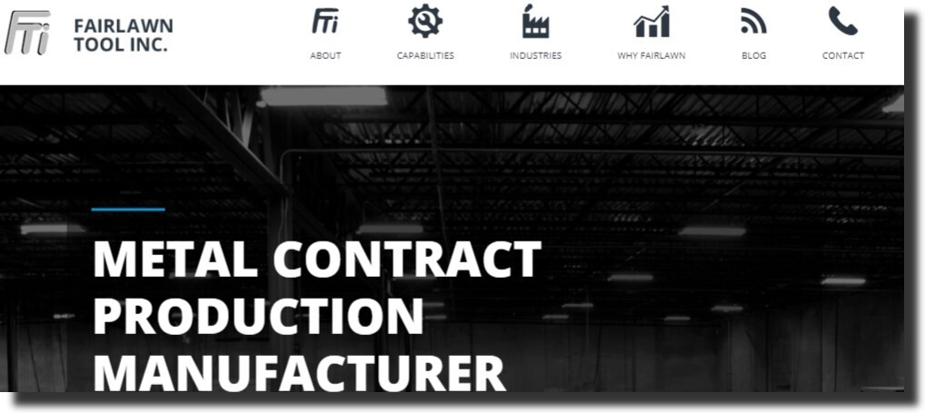 The website design for Fairlawn Tool Inc manufacturing website design