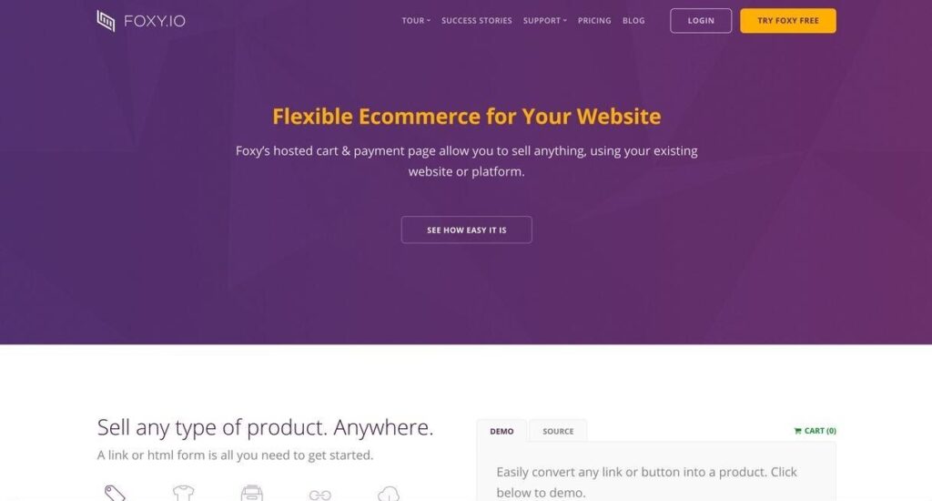 Foxycart or Foxy.io website screenshot Best Ecommerce Platforms