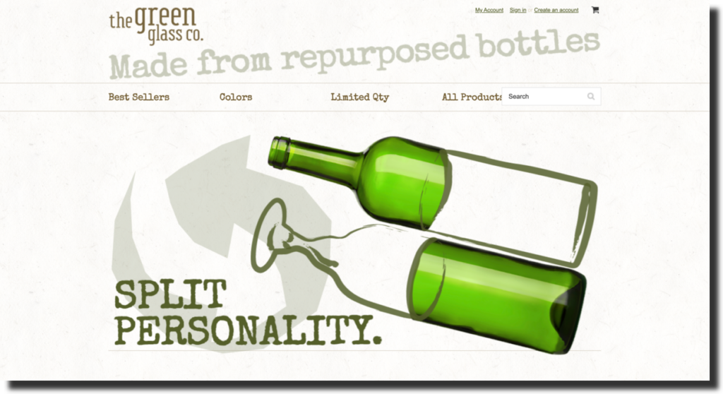 Green Glass glassware company website s