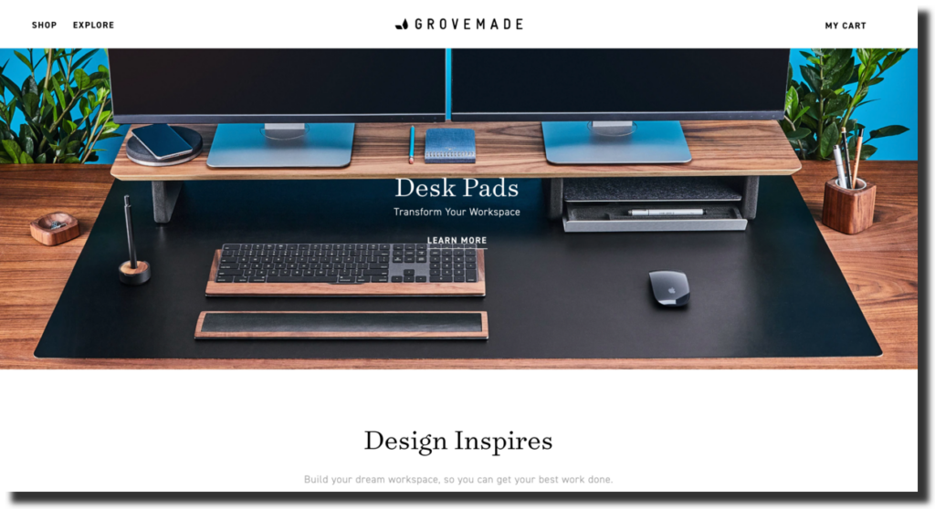 Grovemade website screenshot wooden accessories business