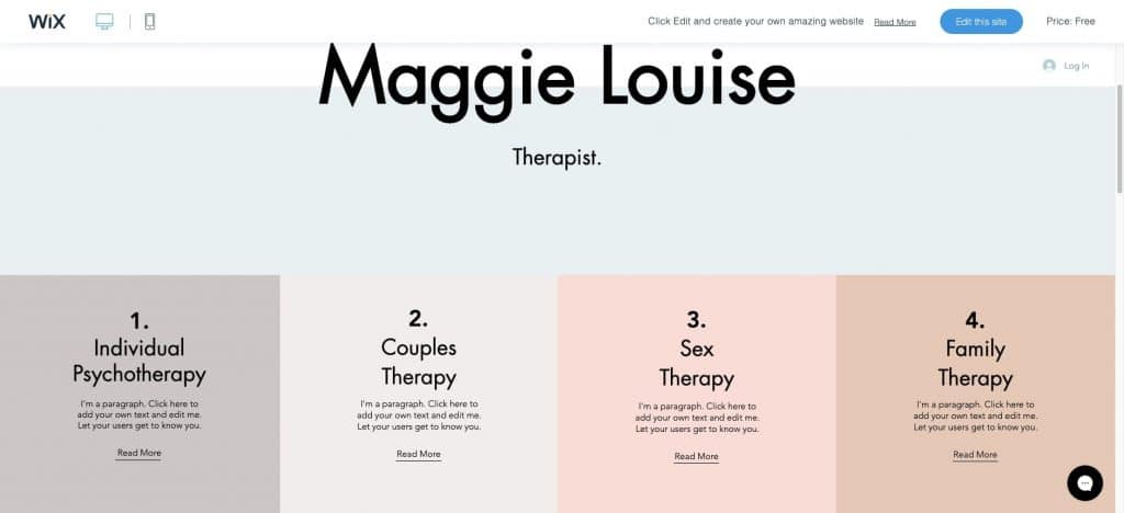 Therapy Services wix template