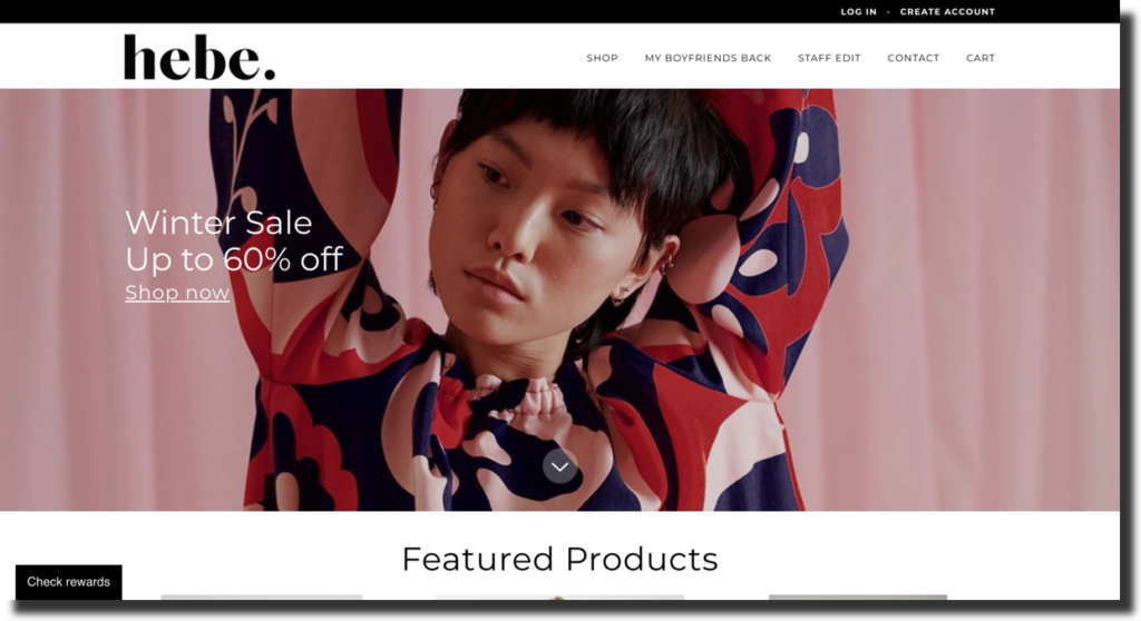 Hebe website screenshot fashion store Ecommerce Website Designs