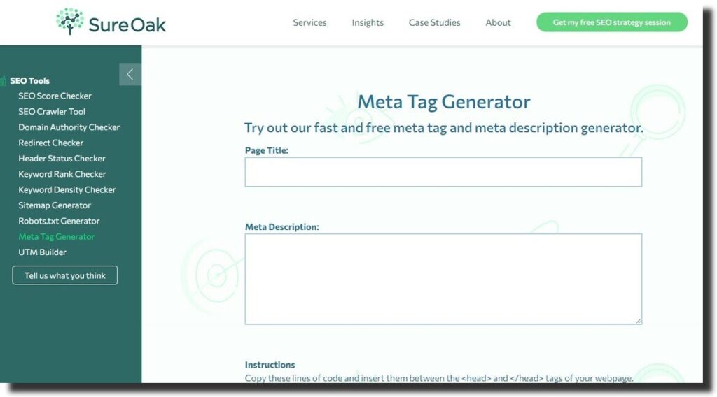 Sure Oak Meta tag generator