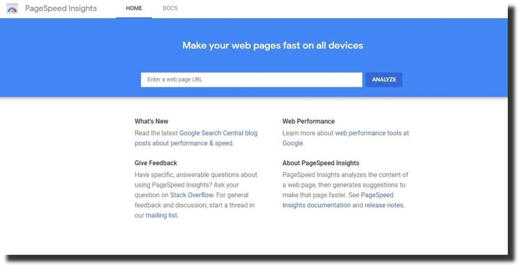 page speed insights