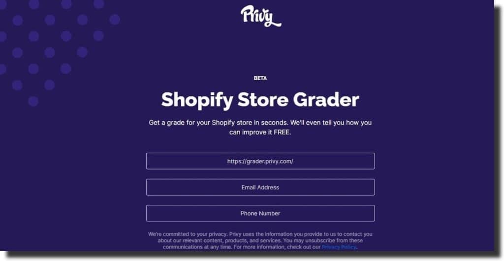 Shopify store grader