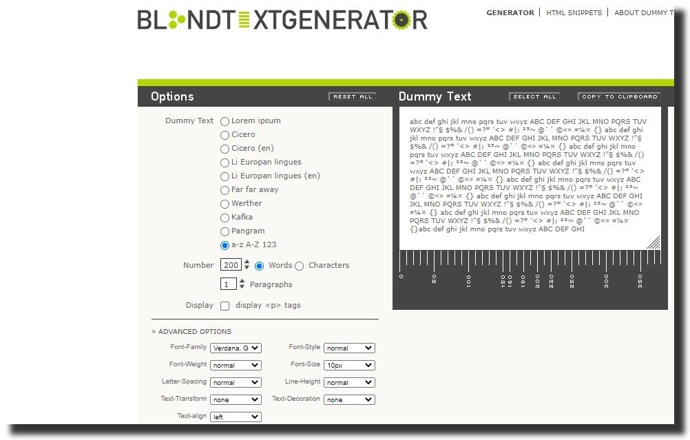 blind text genrator