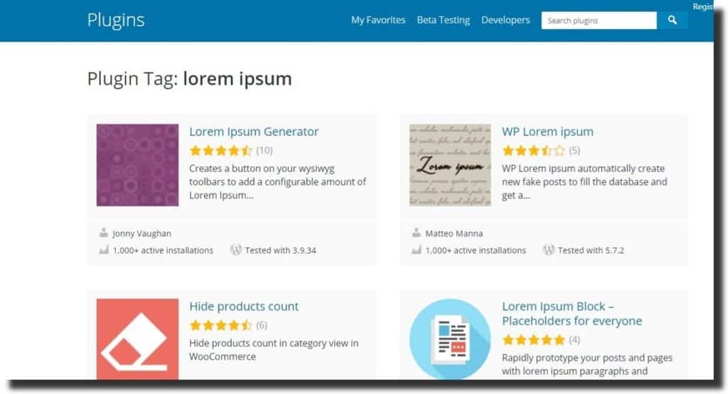 wordpress lorem ipsum plugins