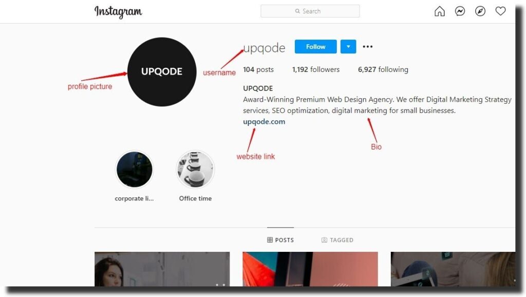 UPQODE account on instagram