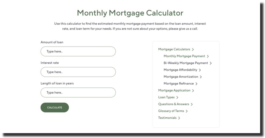 Animas Mountain Mortgage - online calculators