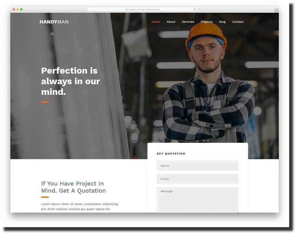 construction company website design