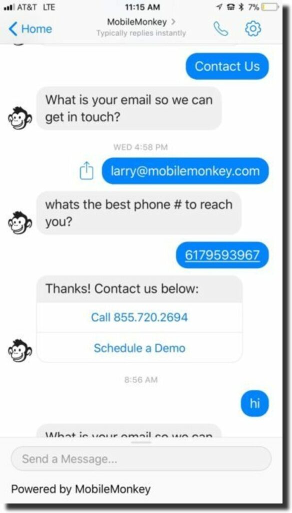 Mobilemonkey chatbot
