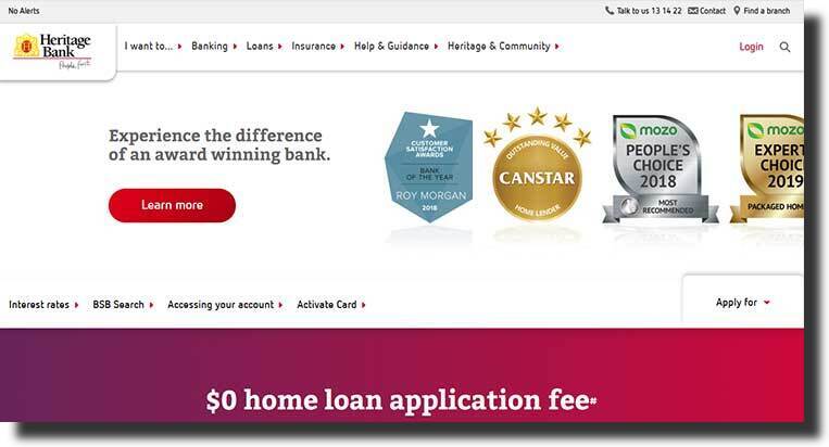 Heritage banking website design