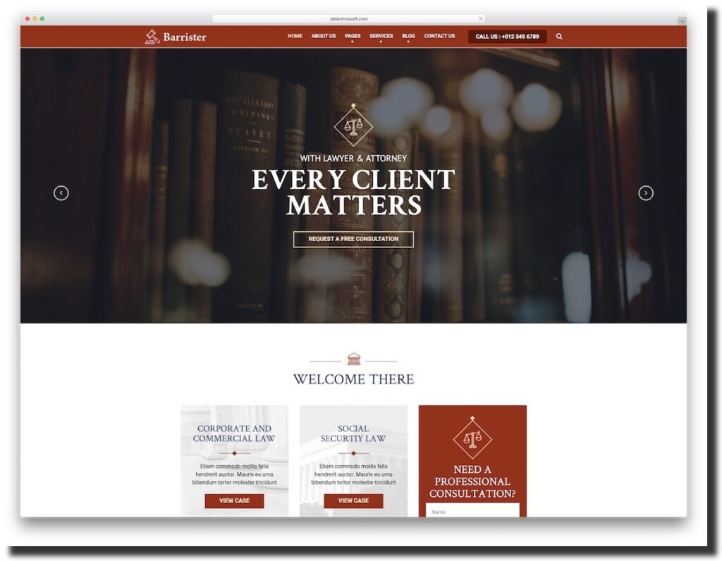 law firm website template Barrister