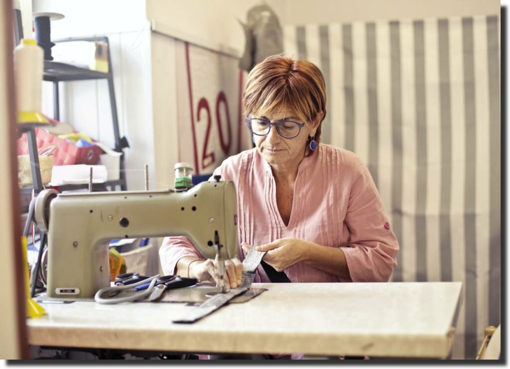 woman sews