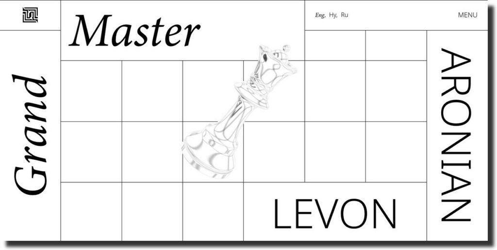 Levon Aronian - black and white website design example