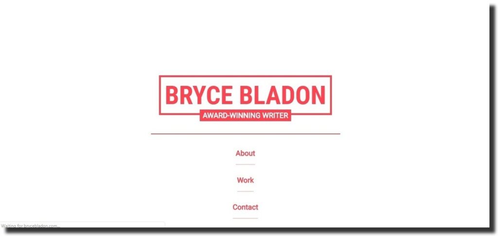 Bryce Bladon website features consulting website design