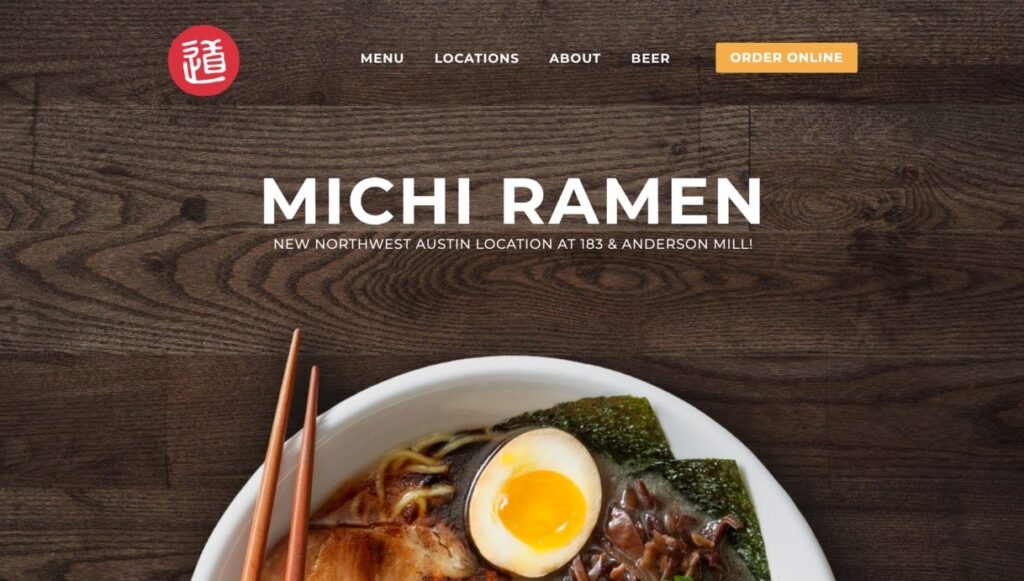 Michi Ramen website screenshot