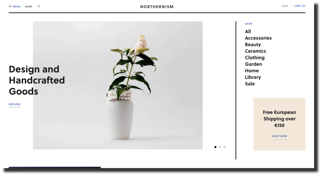 Northernism store website screenshot Ecommerce Website Designs
