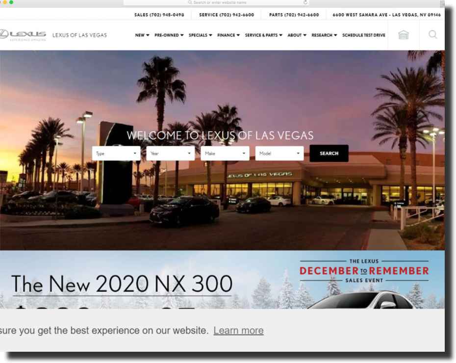 Lexus of Las Vegas car dealer website design
