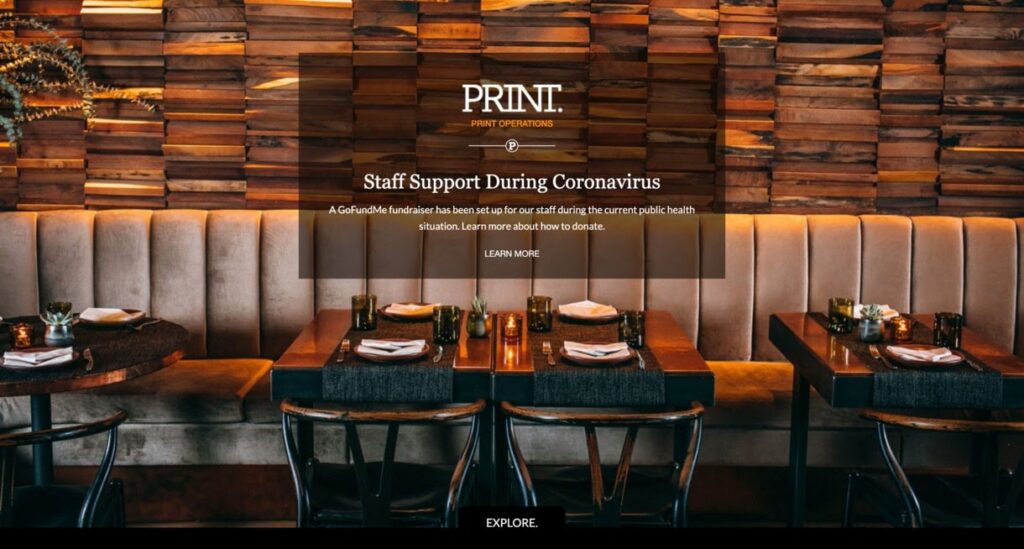 Print Restaurant website screenshot Restaurant Website Design