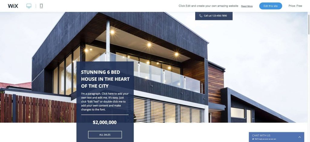 real estate company wix template