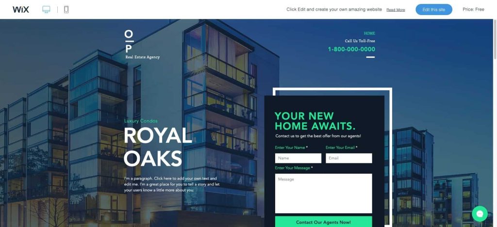 Real Estate Landing Page wix template
