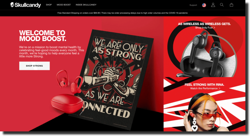 Skullcandy website screenshot audio company Ecommerce Website Designs