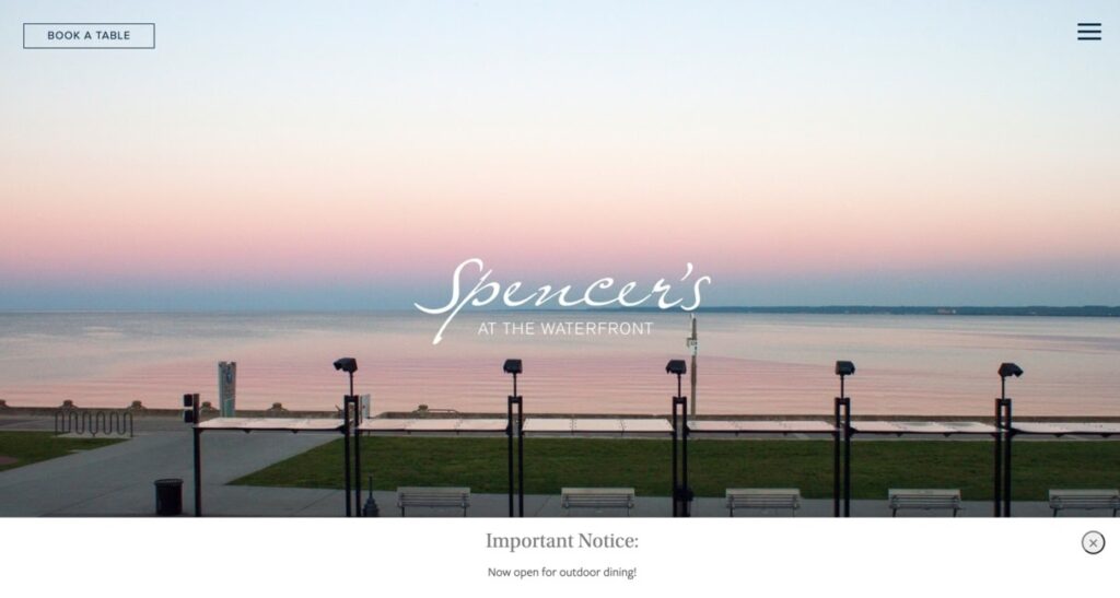 Spencer’s website screeenshot Restaurant Website Design