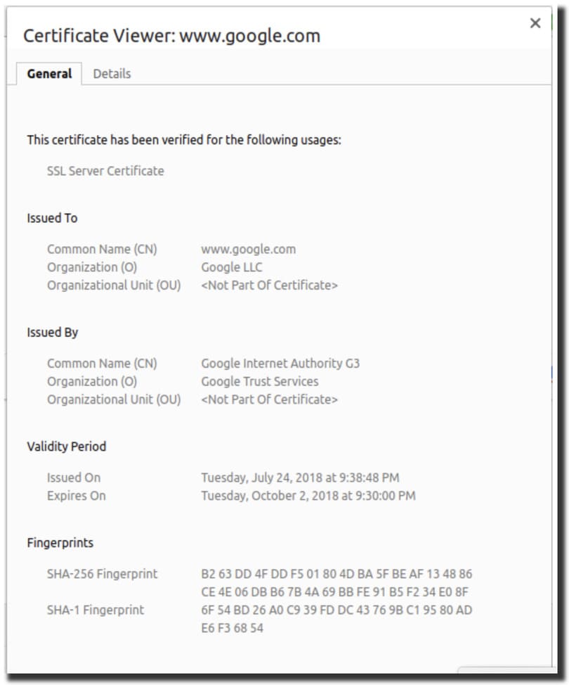 SSL Certificate viewer