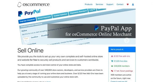 osCommerce website screenshot