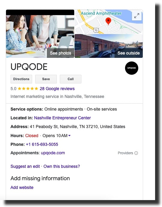 UPQODE google my business account - free advertising