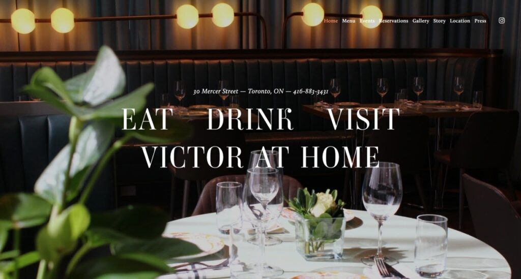 Victor Restaurant website screenshot
